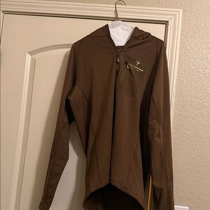 Brown Hooded Jacket with Chest Pocket